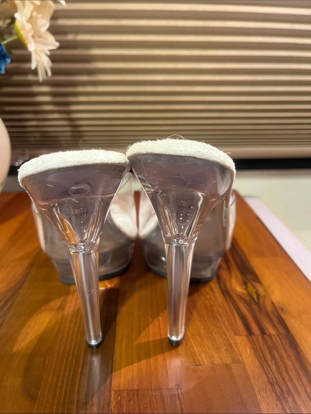 SEXY Clear Strap White Slide Sandals